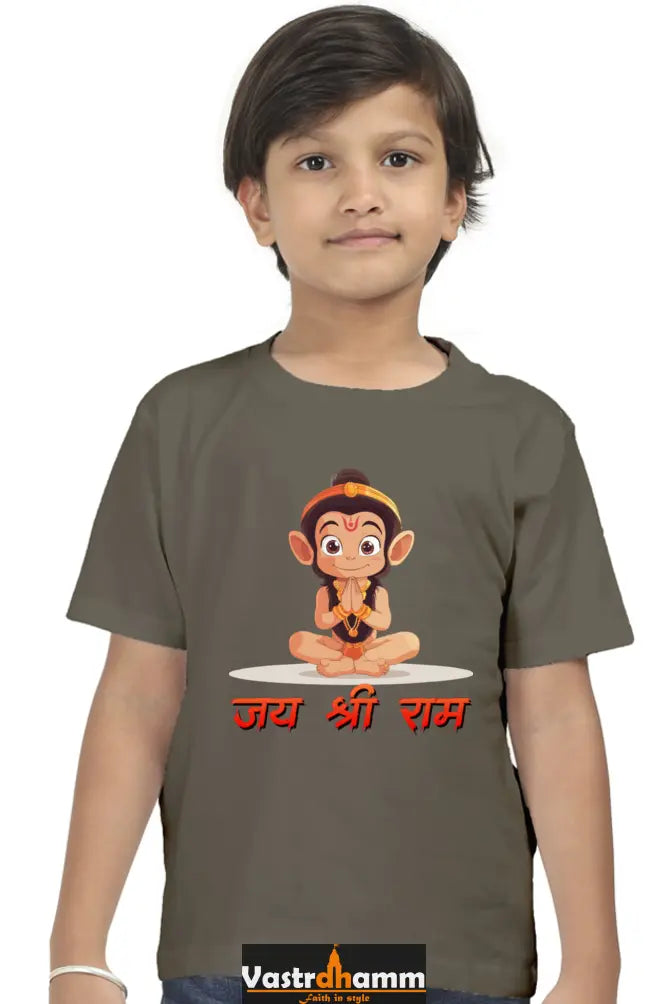 Hanuman Bhakti Round Neck Half Sleeve Classic T-Shirts for Boy Vastrdhamm