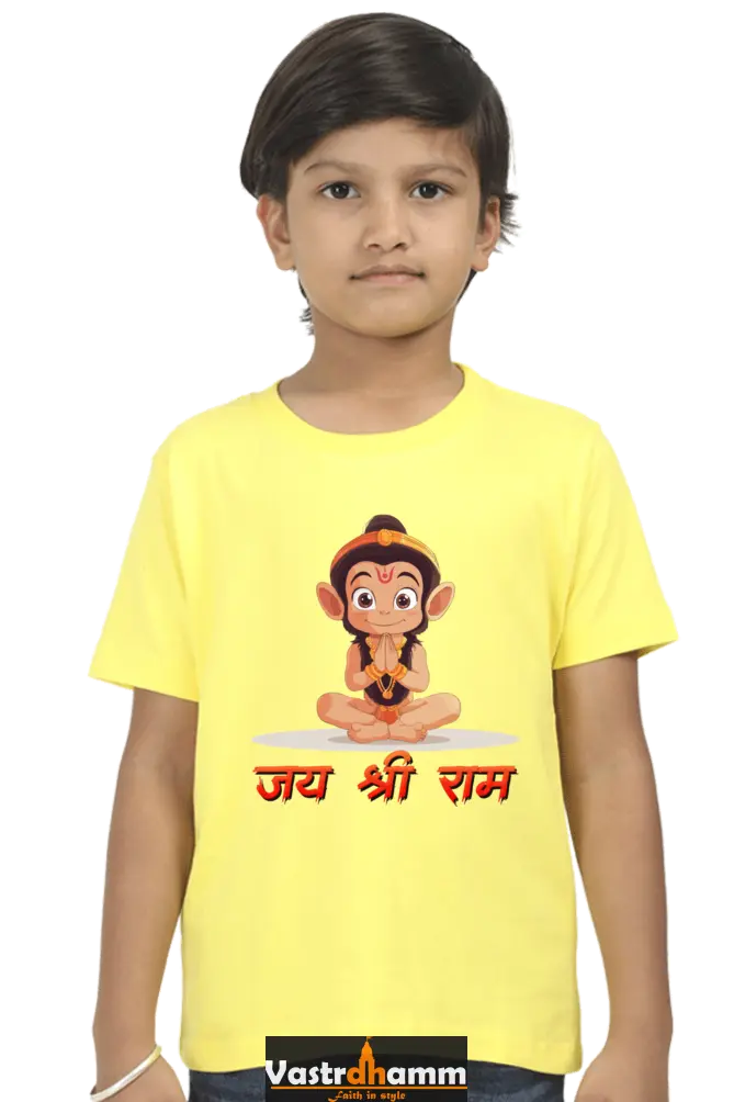 Hanuman Bhakti Round Neck Half Sleeve Classic T-Shirts for Boy Vastrdhamm
