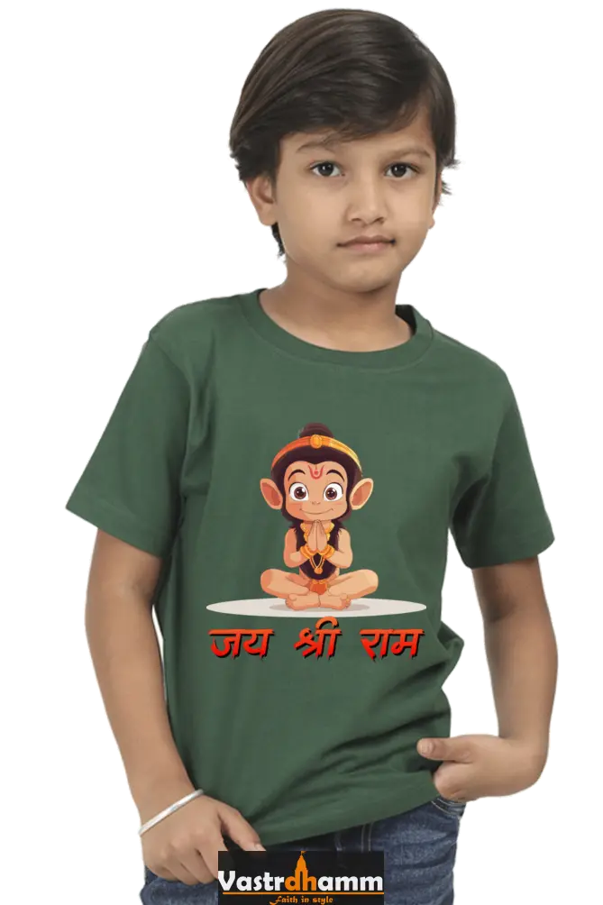Hanuman Bhakti Round Neck Half Sleeve Classic T-Shirts for Boy Vastrdhamm