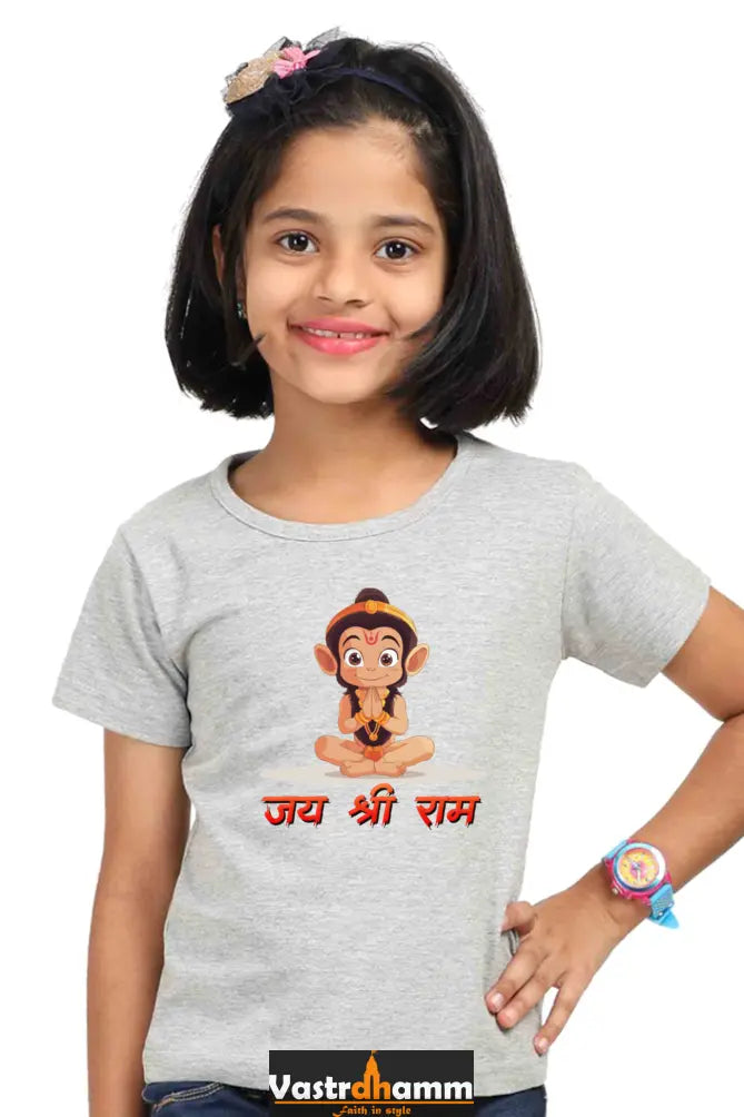 Hanuman Bhakti Round Neck Half Sleeve Classic T-Shirts for Girl Vastrdhamm