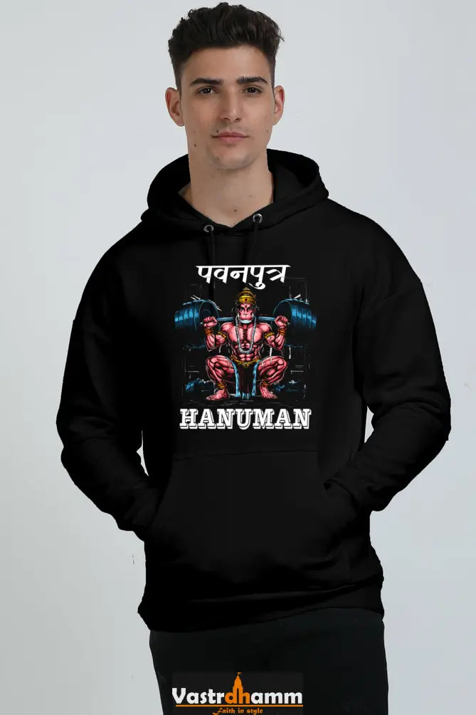 Hanuman Cosmic Warrior Oversized Hooded Sweatshirt T-Shirts for Men Vastrdhamm