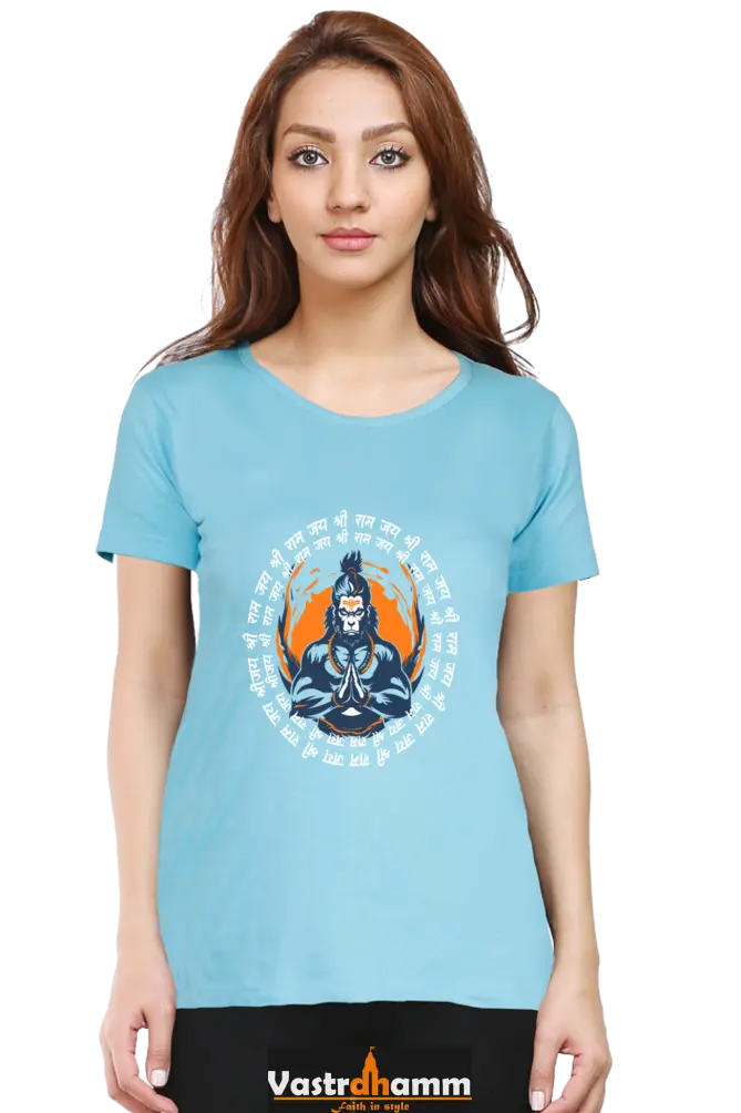 Hanuman Courage Round Neck Half Sleeve Classic T-Shirts for Women Vastrdhamm