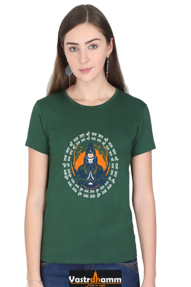 Hanuman Courage Round Neck Half Sleeve Classic T-Shirts for Women Vastrdhamm