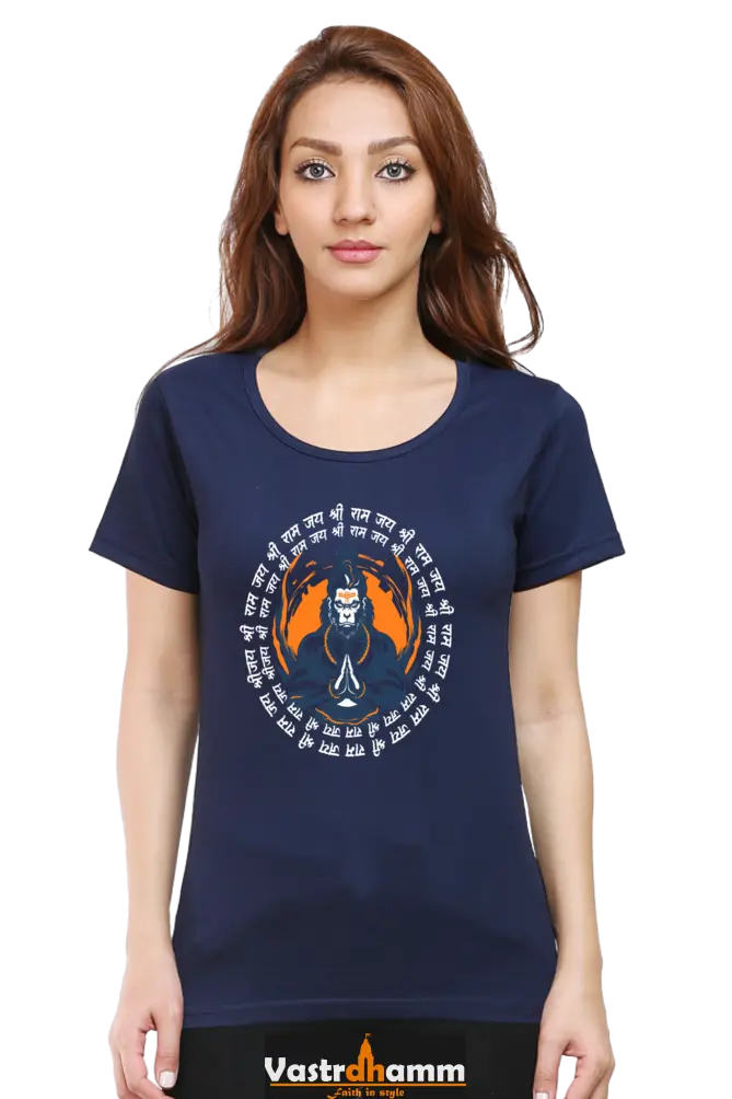 Hanuman Courage Round Neck Half Sleeve Classic T-Shirts for Women Vastrdhamm