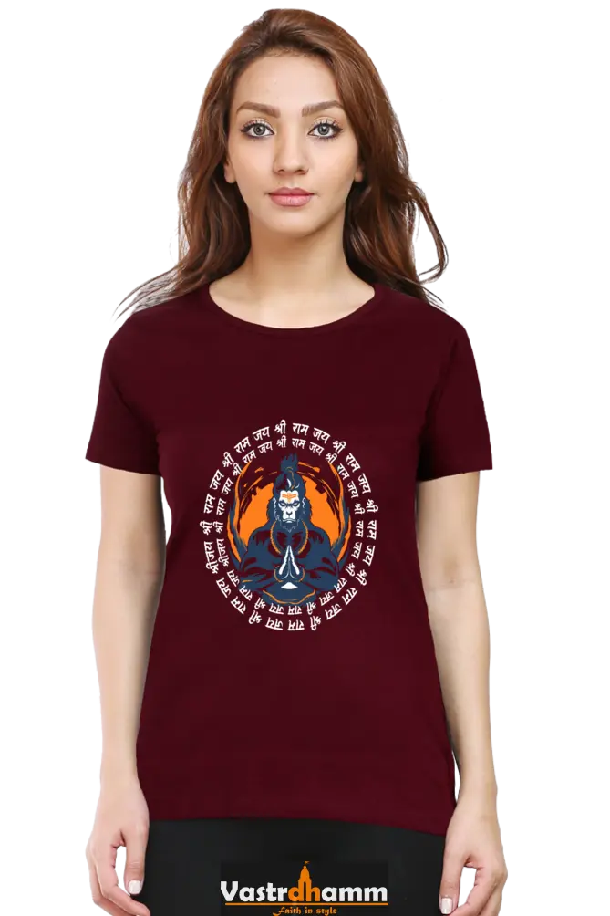 Hanuman Courage Round Neck Half Sleeve Classic T-Shirts for Women Vastrdhamm