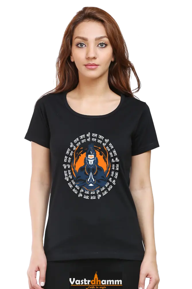 Hanuman Courage Round Neck Half Sleeve Classic T-Shirts for Women Vastrdhamm