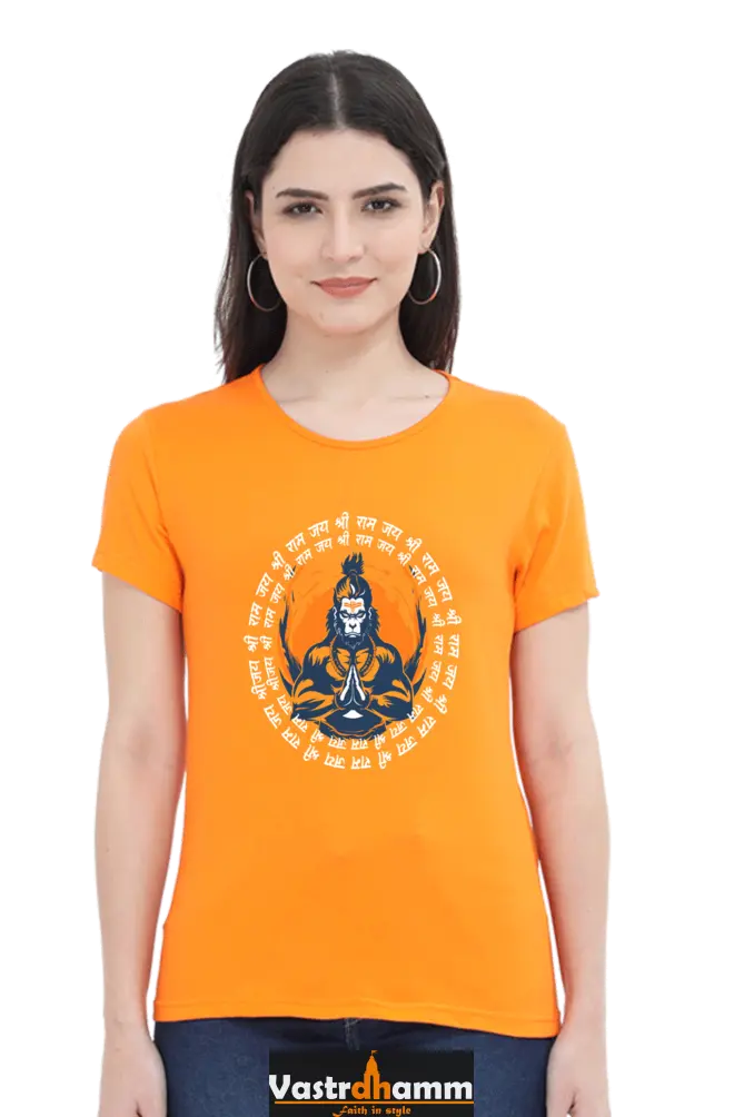 Hanuman Courage Round Neck Half Sleeve Classic T-Shirts for Women Vastrdhamm