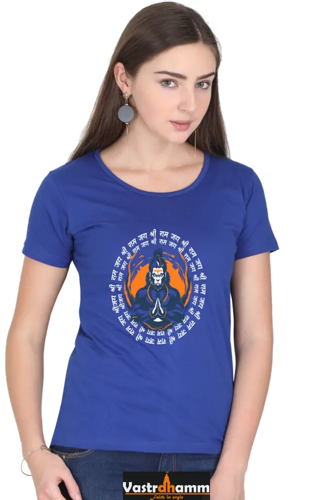 Hanuman Courage Round Neck Half Sleeve Classic T-Shirts for Women Vastrdhamm