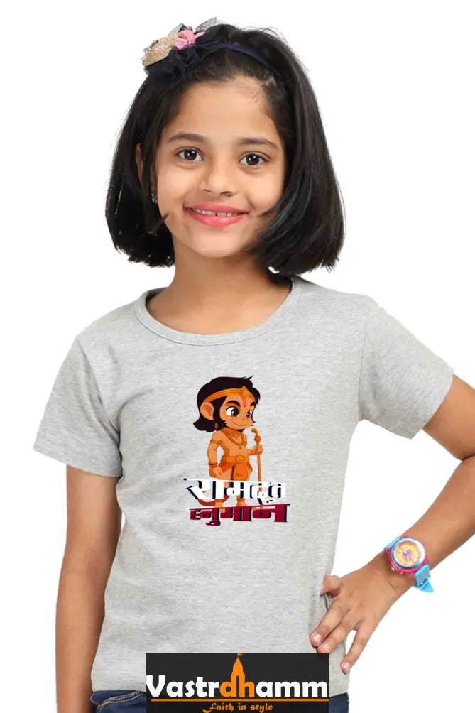 Hanuman Devotion Round Neck Half Sleeve Classic T-Shirts for Girl Vastrdhamm