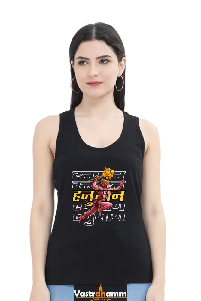 Hanuman DevotionTank Top T-Shirts for Women Vastrdhamm