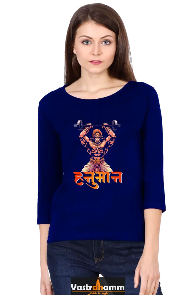 Hanuman FearlessRound Neck Full Sleeve T-Shirts for Women Vastrdhamm