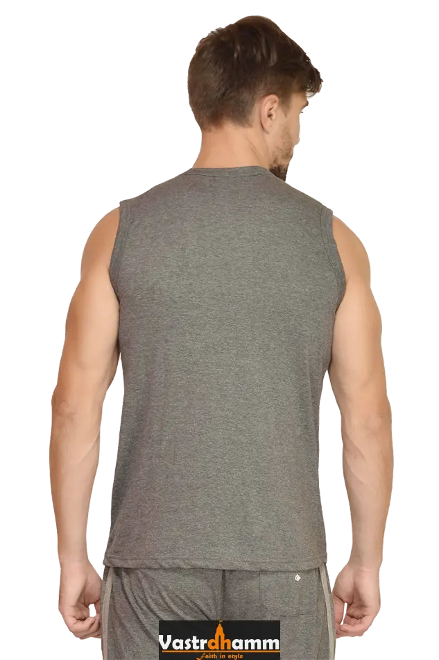 Hanuman Mighty Devotee Round Neck Sleeveless T-Shirts for Men Vastrdhamm