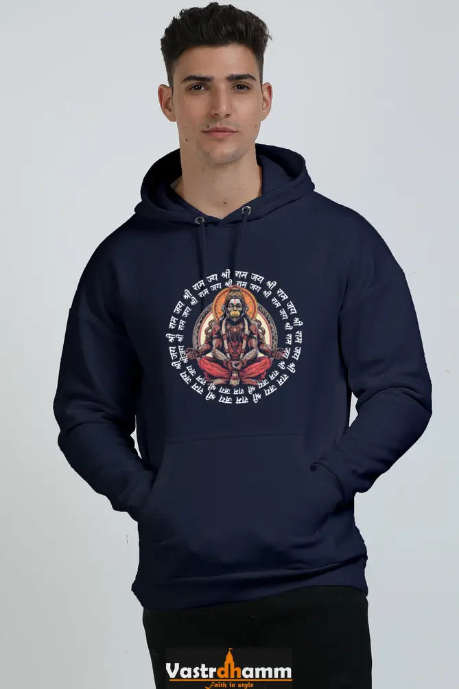 Hanuman Mighty Vigilance Oversized Hooded Sweatshirt T-Shirts for Men Vastrdhamm