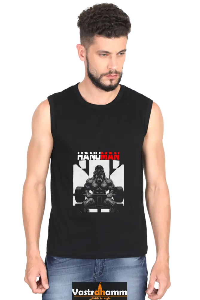 Hanuman Mountain Carrier Round Neck Sleeveless T-Shirts for Men Vastrdhamm