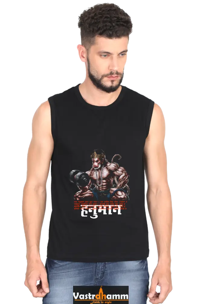 Hanuman Primal Force Round Neck Sleeveless T-Shirts for Men Vastrdhamm