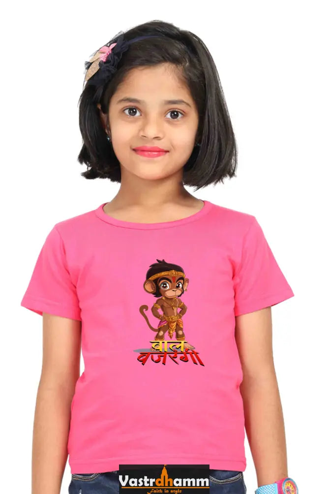 Hanuman Strength Round Neck Half Sleeve Classic T-Shirts for Girl Vastrdhamm