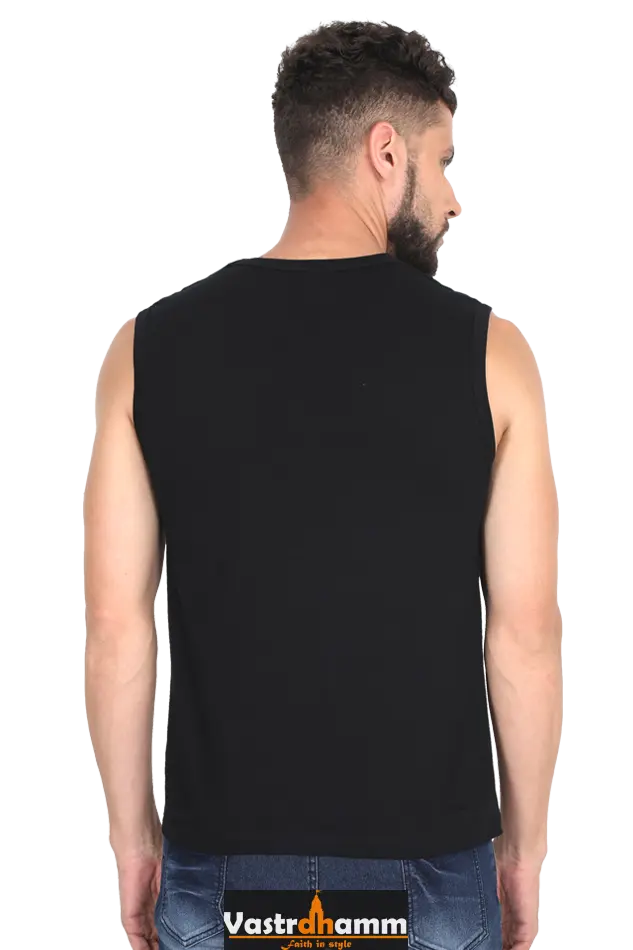 Hanuman Unyielding Strength Round Neck Sleeveless T-Shirts for Men Vastrdhamm