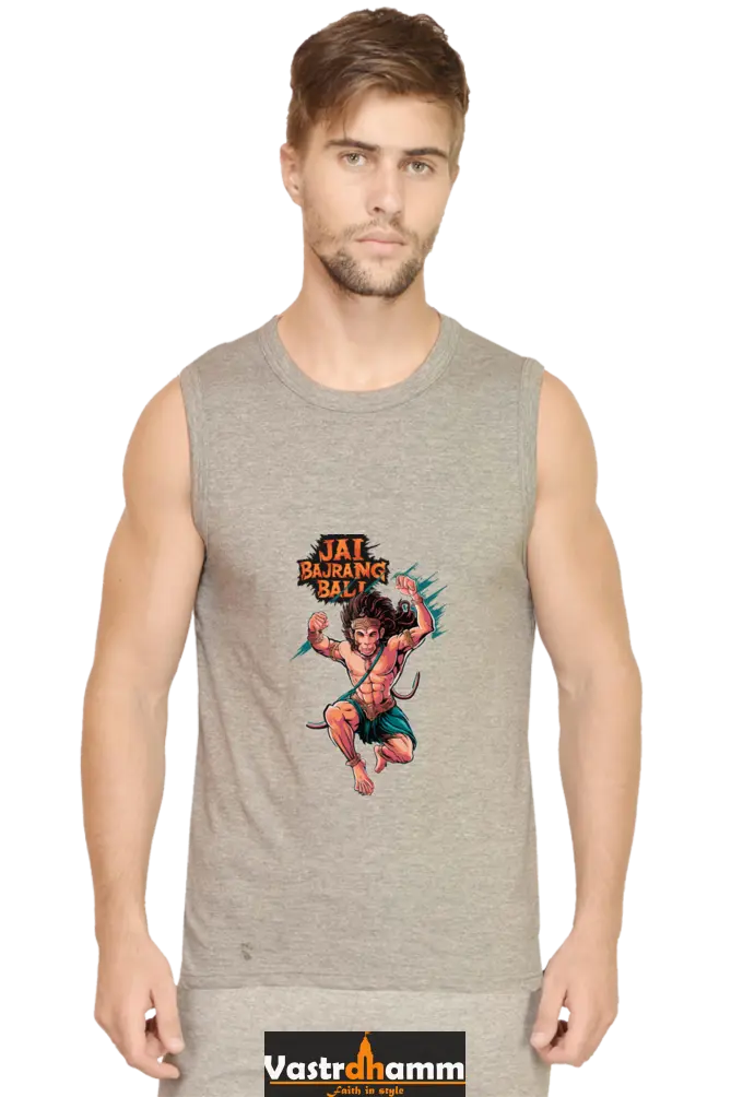 Hanuman Valor Round Neck Sleeveless T-Shirts for Men Vastrdhamm