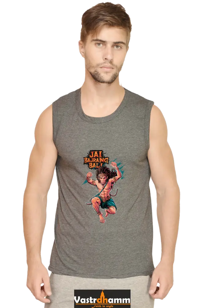Hanuman Valor Round Neck Sleeveless T-Shirts for Men Vastrdhamm