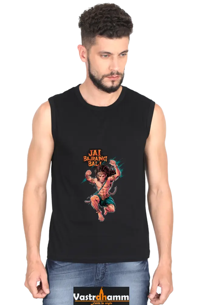 Hanuman Valor Round Neck Sleeveless T-Shirts for Men Vastrdhamm