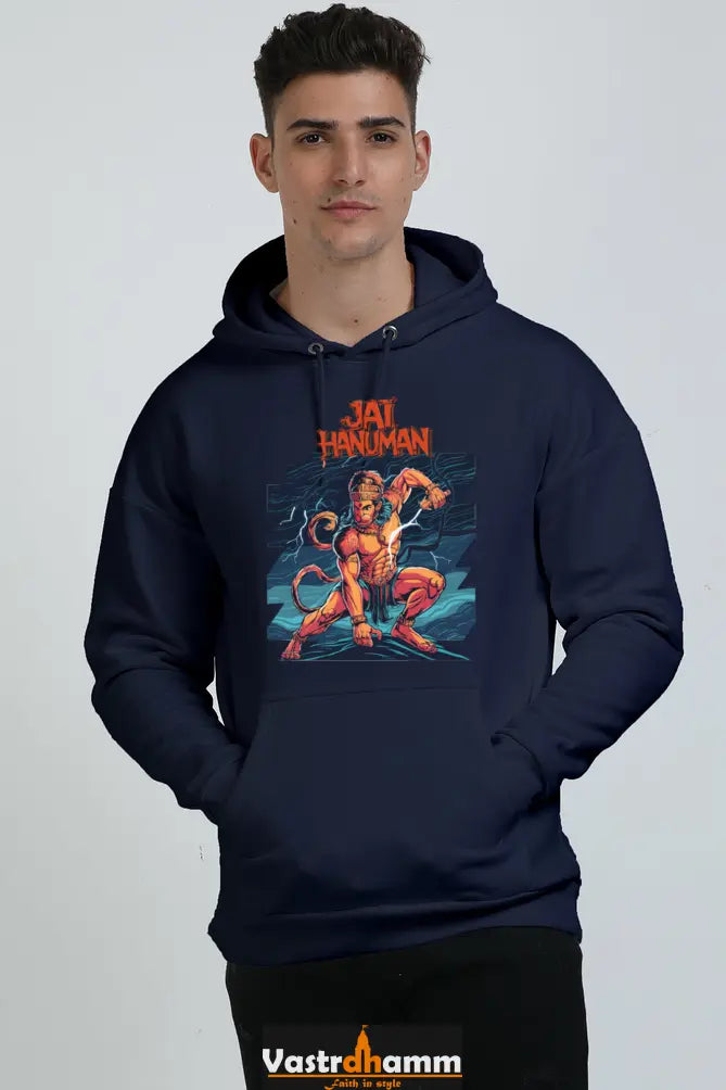 Hanuman Valor Unleashed Oversized Hooded Sweatshirt T-Shirts for Men Vastrdhamm