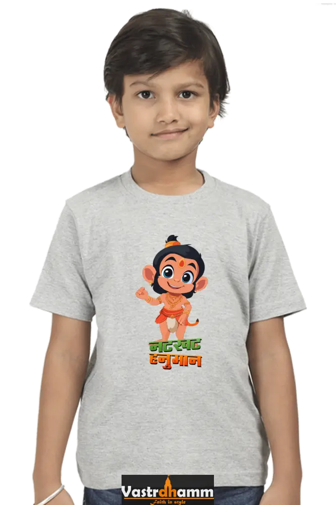 Hanuman Warrior Spirit Round Neck Half Sleeve Classic T-Shirts for Boy Vastrdhamm