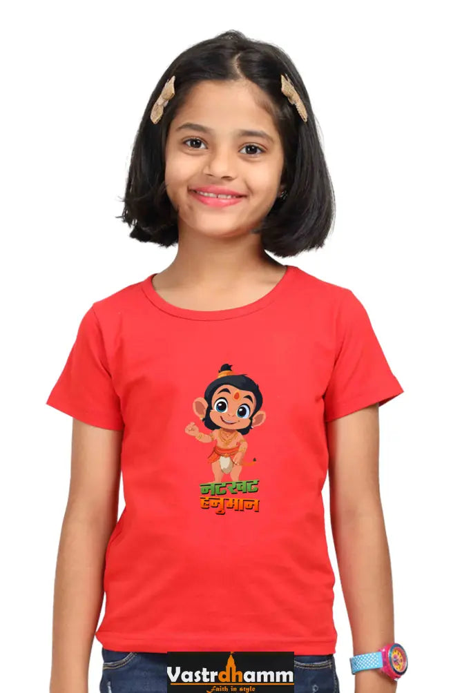 Hanuman Warrior Spirit Round Neck Half Sleeve Classic T-Shirts for Girl Vastrdhamm