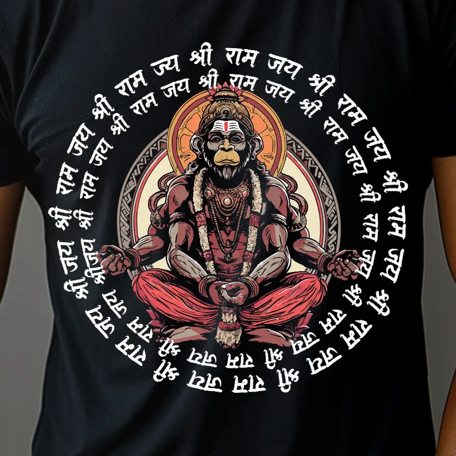 Hanuman in Meditation T-Shirt | Regular Fit Vastrdhamm