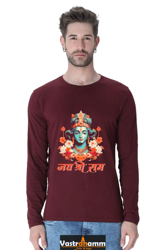 Invincible Ram JiRound Neck Full Sleeve T-Shirt For Men Vastrdhamm