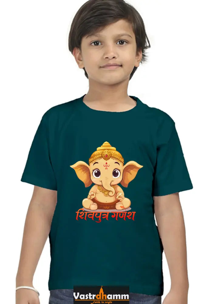 Jai Ganesha Glory Round Neck Half Sleeve Classic T-Shirts for Boy Vastrdhamm