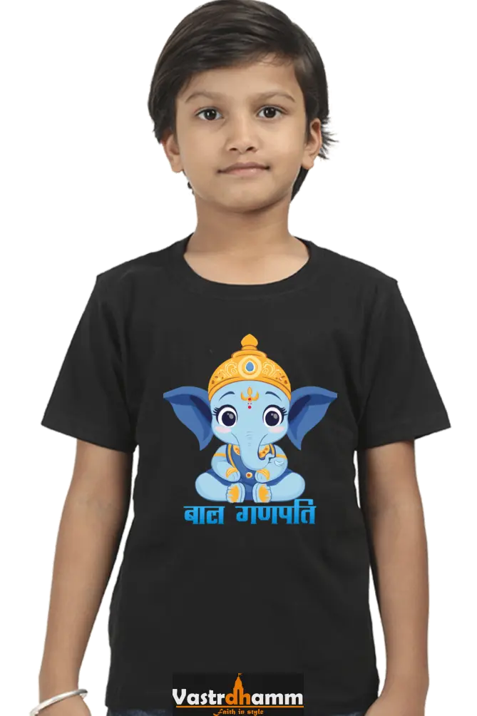 Jai Ganesha Power Round Neck Half Sleeve Classic T-Shirts for Boy Vastrdhamm