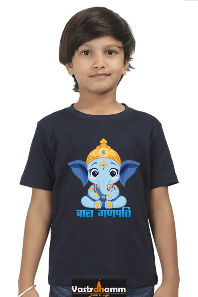 Jai Ganesha Power Round Neck Half Sleeve Classic T-Shirts for Boy Vastrdhamm