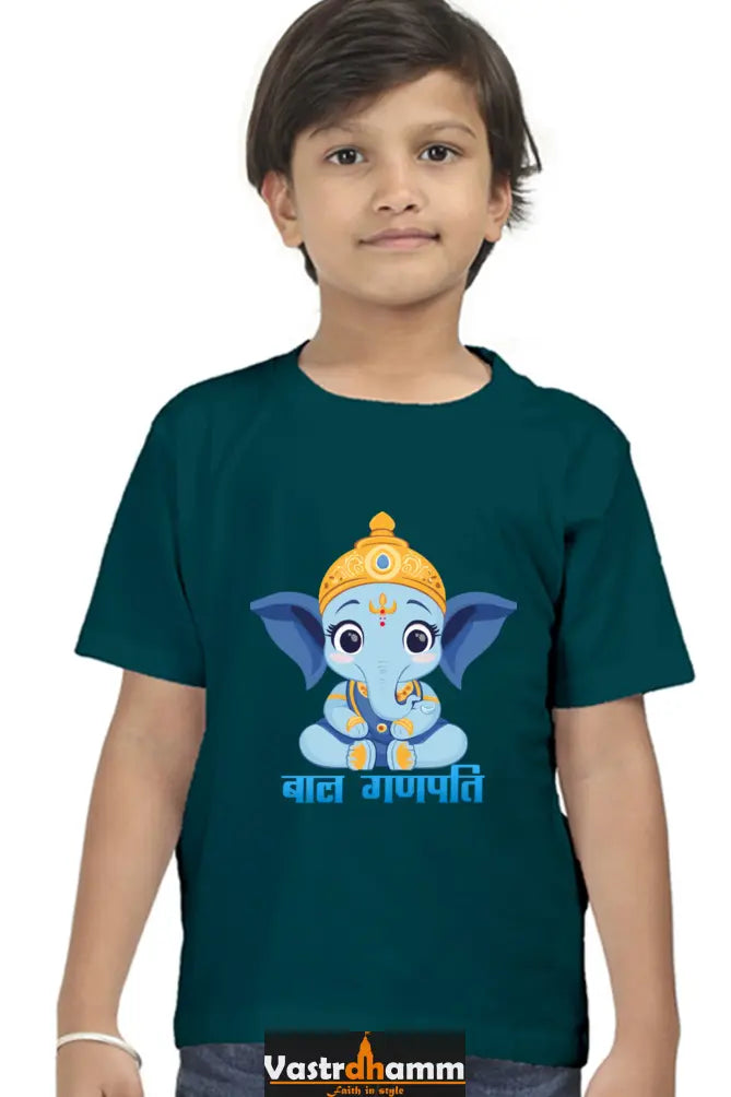 Jai Ganesha Power Round Neck Half Sleeve Classic T-Shirts for Boy Vastrdhamm