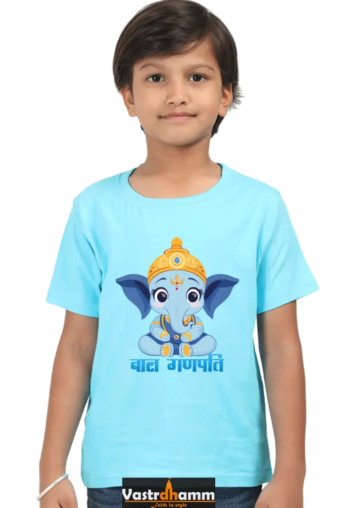 Jai Ganesha Power Round Neck Half Sleeve Classic T-Shirts for Boy Vastrdhamm
