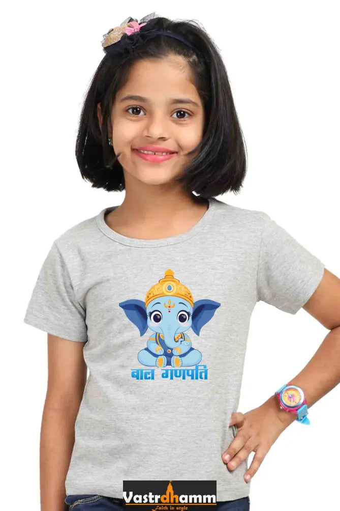 Jai Ganesha Power Round Neck Half Sleeve Classic T-Shirts for Girl Vastrdhamm