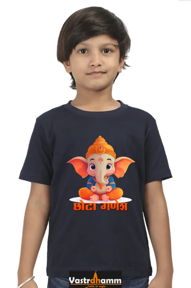 Jai Ganesha Spirit Round Neck Half Sleeve Classic T-Shirts for Boy Vastrdhamm
