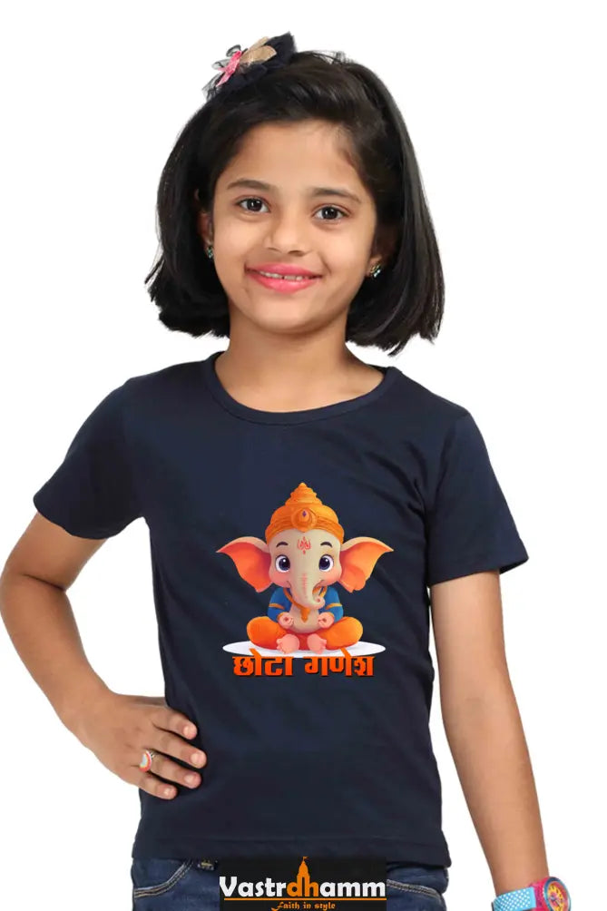 Jai Ganesha Spirit Round Neck Half Sleeve Classic T-Shirts for Girl Vastrdhamm