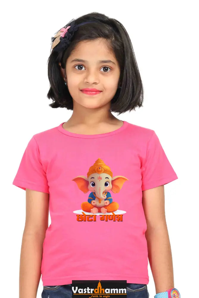 Jai Ganesha Spirit Round Neck Half Sleeve Classic T-Shirts for Girl Vastrdhamm