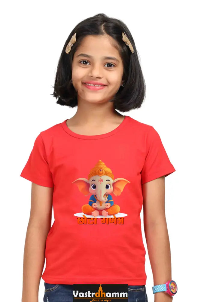Jai Ganesha Spirit Round Neck Half Sleeve Classic T-Shirts for Girl Vastrdhamm