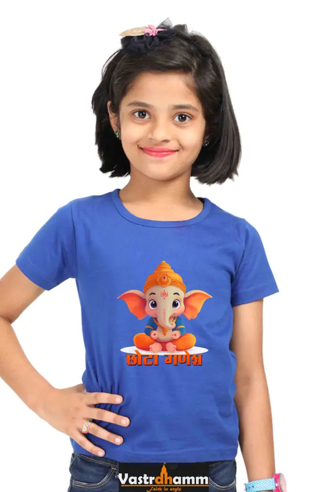 Jai Ganesha Spirit Round Neck Half Sleeve Classic T-Shirts for Girl Vastrdhamm