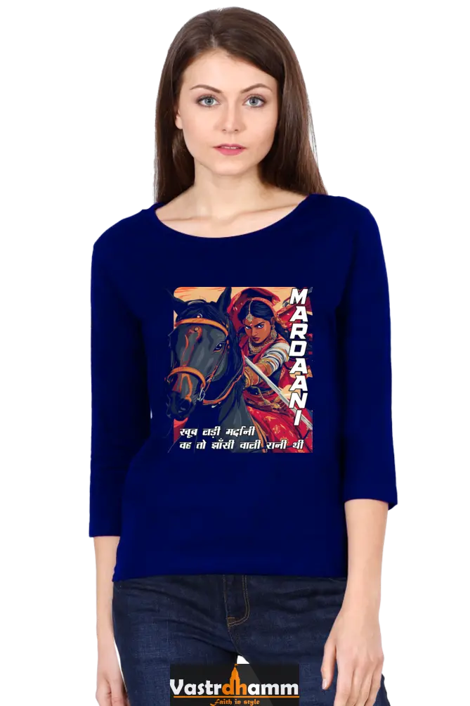 Lakshmi Bai Regal StrengthRound Neck Full Sleeve T-Shirts for Women Vastrdhamm