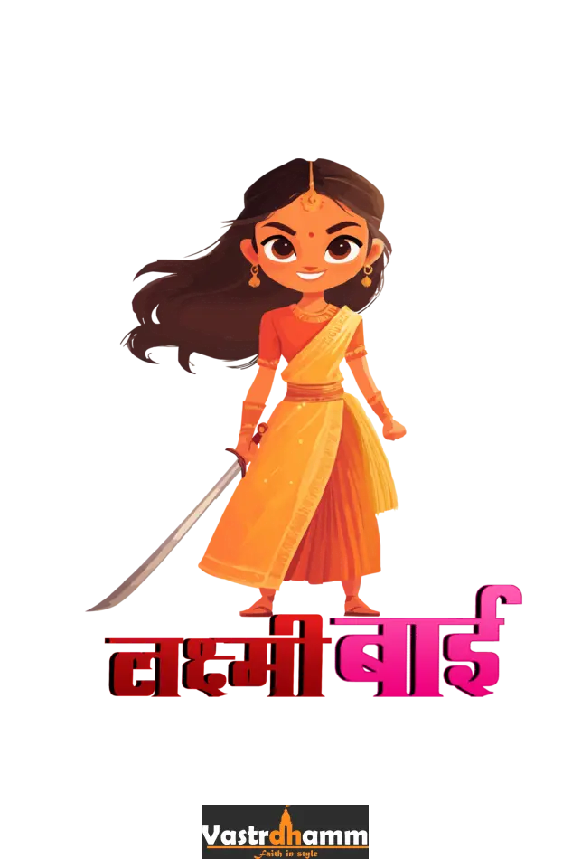 Lakshmi Bai Warrior Spirit Round Neck Half Sleeve Classic T-Shirts for Girl Vastrdhamm