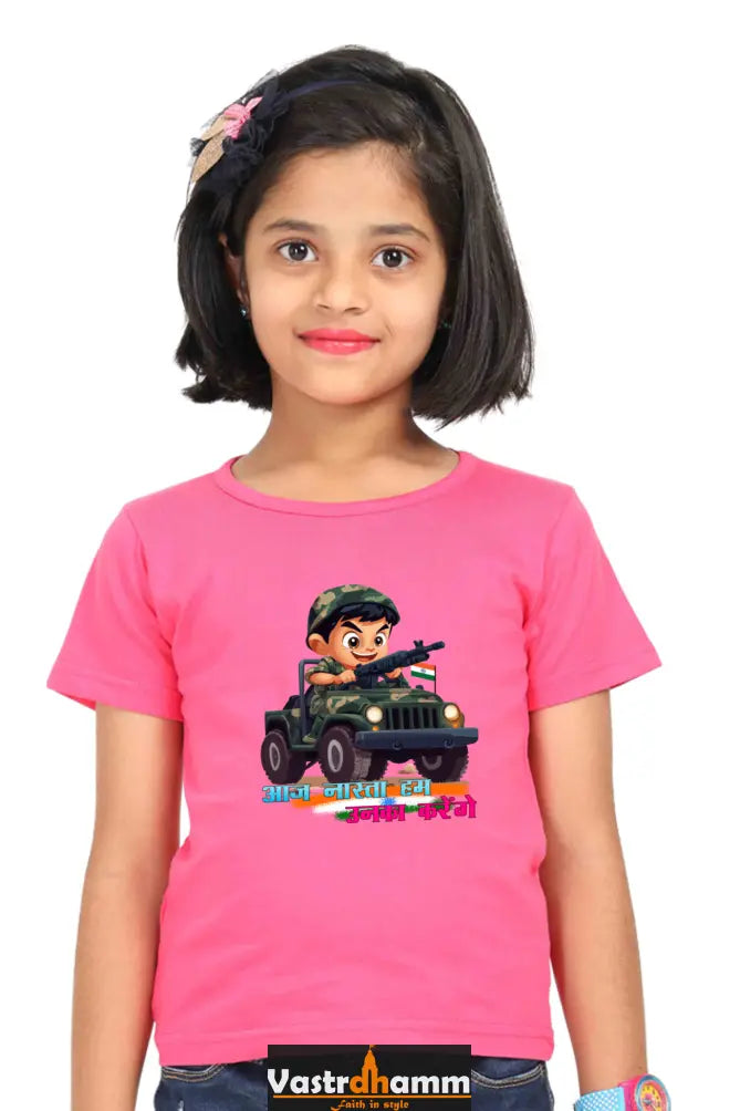 Little Republic Hero Round Neck Half Sleeve Classic T-Shirts for Girls Vastrdhamm
