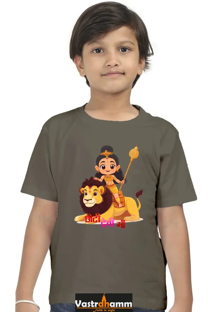 Maa Durga Power Round Neck Half Sleeve Classic T-Shirts for Boy Vastrdhamm