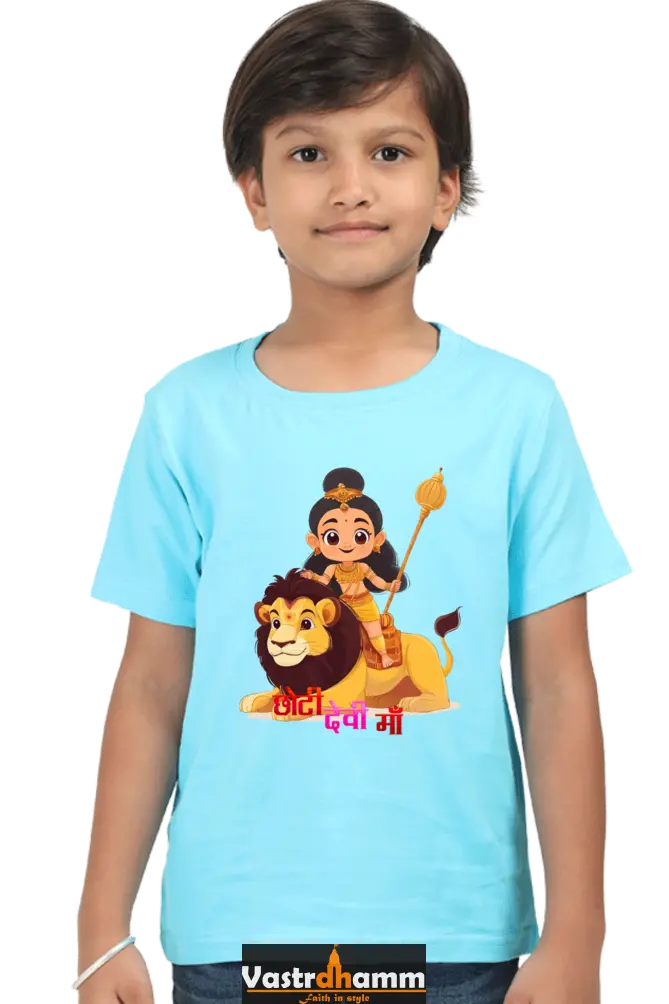 Maa Durga Power Round Neck Half Sleeve Classic T-Shirts for Boy Vastrdhamm