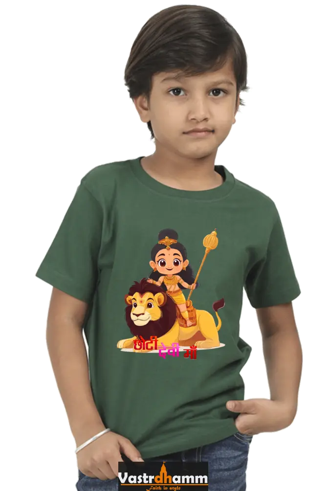 Maa Durga Power Round Neck Half Sleeve Classic T-Shirts for Boy Vastrdhamm