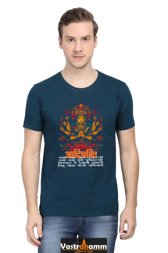 Maa Durga Power Round Neck Half Sleeve Classic T-Shirts for Men Vastrdhamm