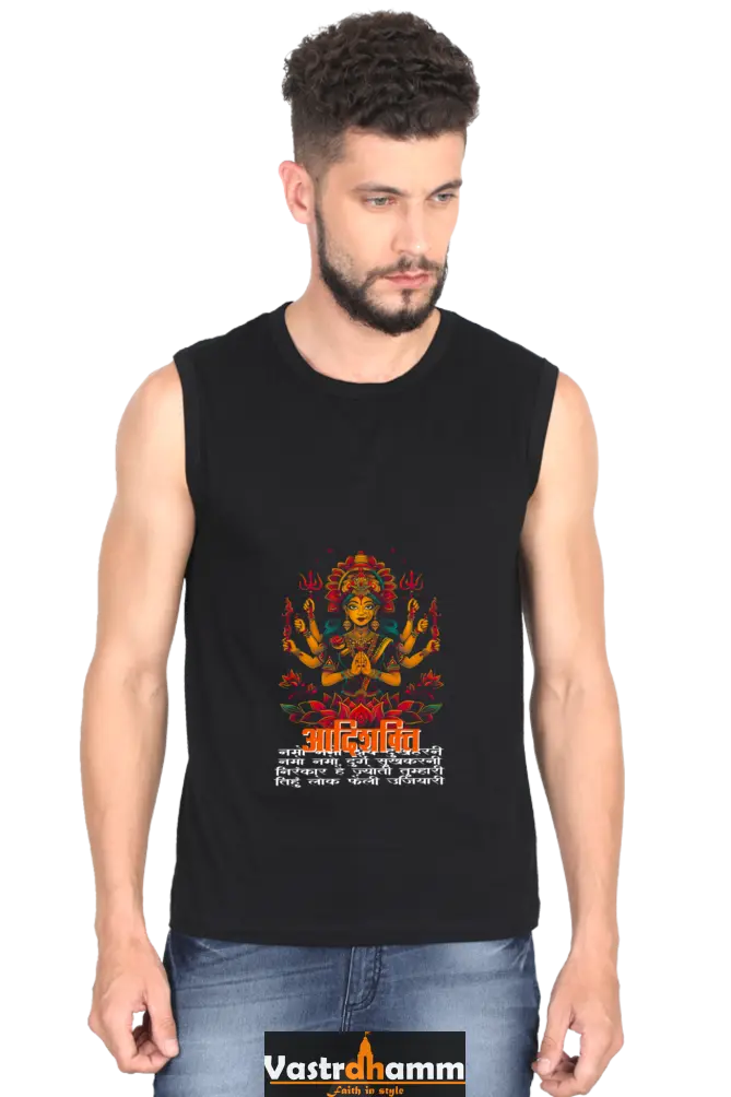 Maa Durga Power Round Neck Sleeveless T-Shirts for Men Vastrdhamm