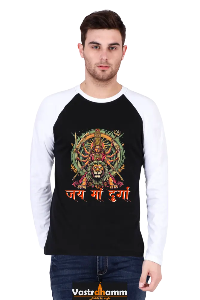 Maa Durga Victory Raglan Full Sleeve T-Shirts for Men Vastrdhamm