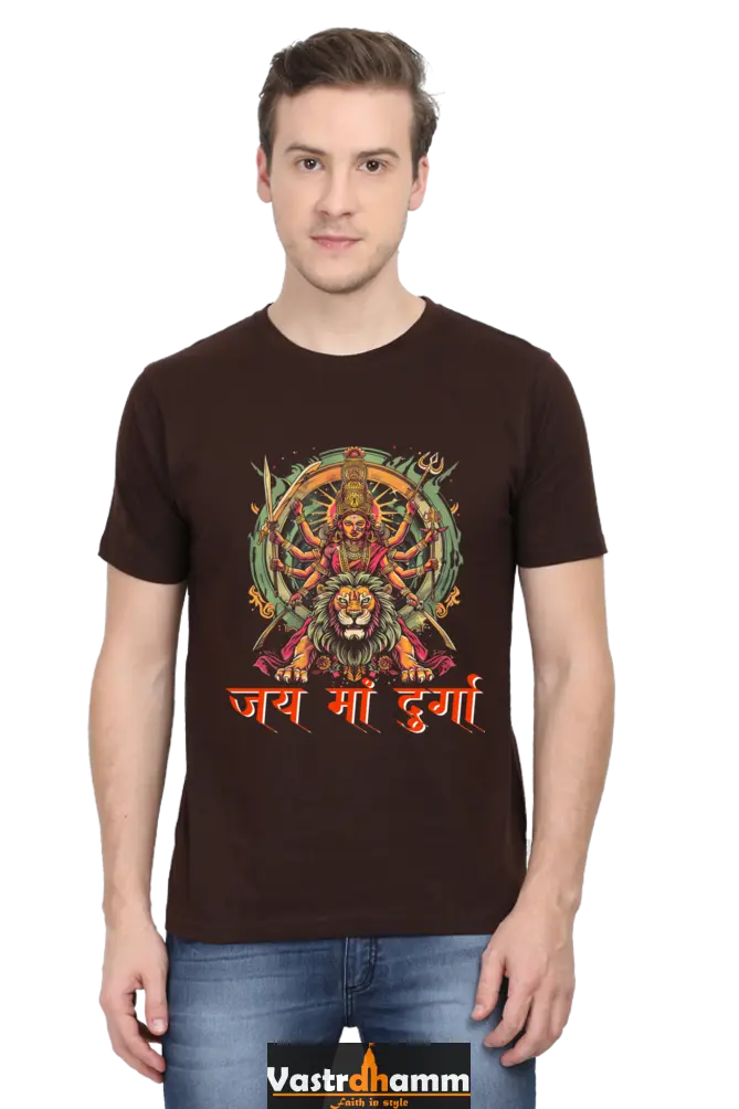 Maa Durga Victory Round Neck Half Sleeve Classic T-Shirts for Men Vastrdhamm